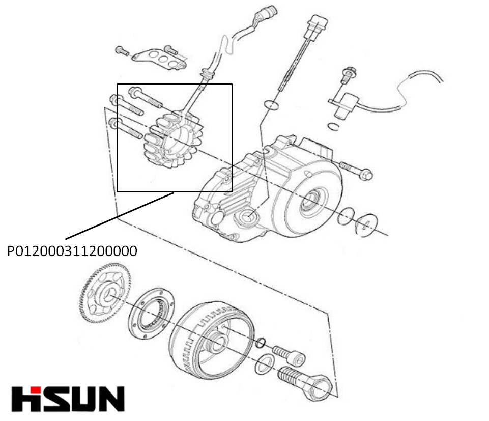Статор квадроцикла P012000311200000, P012000311200100 Hisun Tactic GT 1000